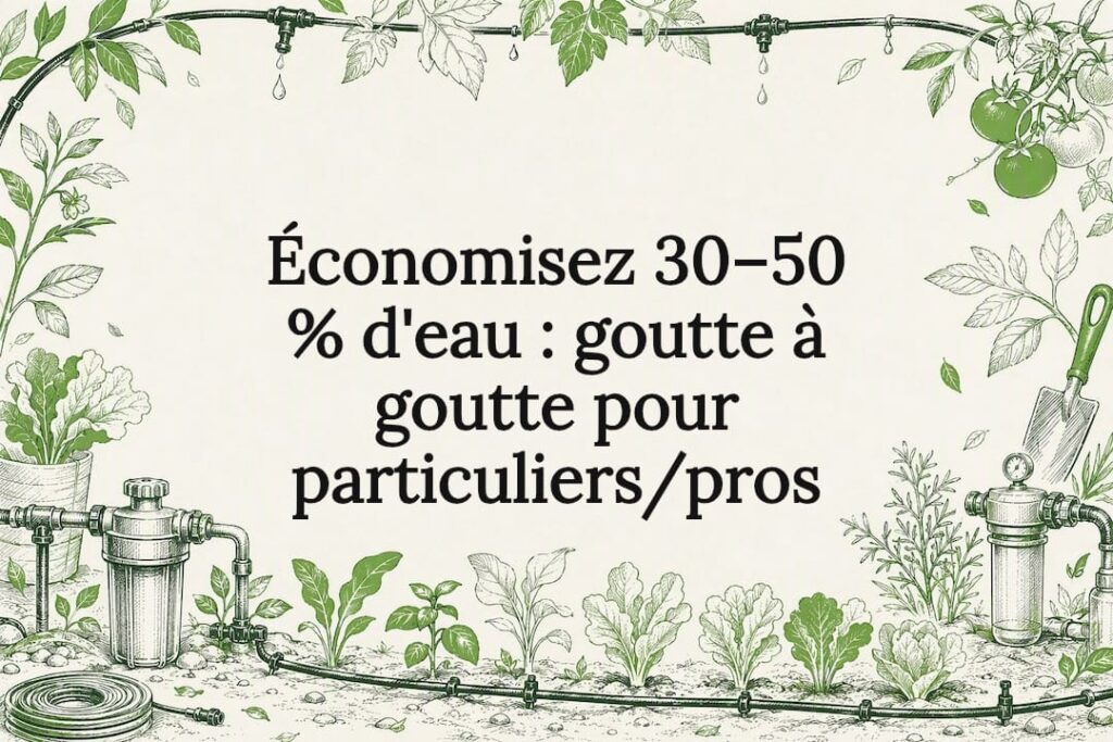 Carte titre illustrée sur l'irrigation au goutte-à-goutte